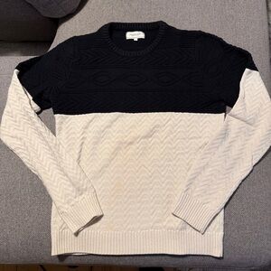 Frank & Oak Cotton Knit Sweater Black + White Long Sleeve Men’s M